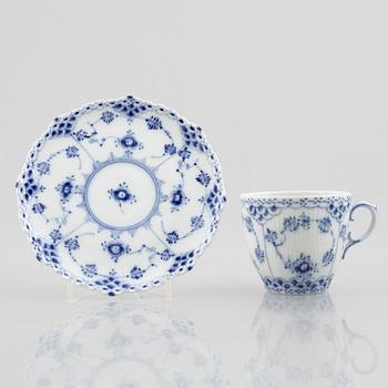 Royal Copenhagen, a 49-piece "Blue Fluted" porcelain service, half and full lace, Denmark.