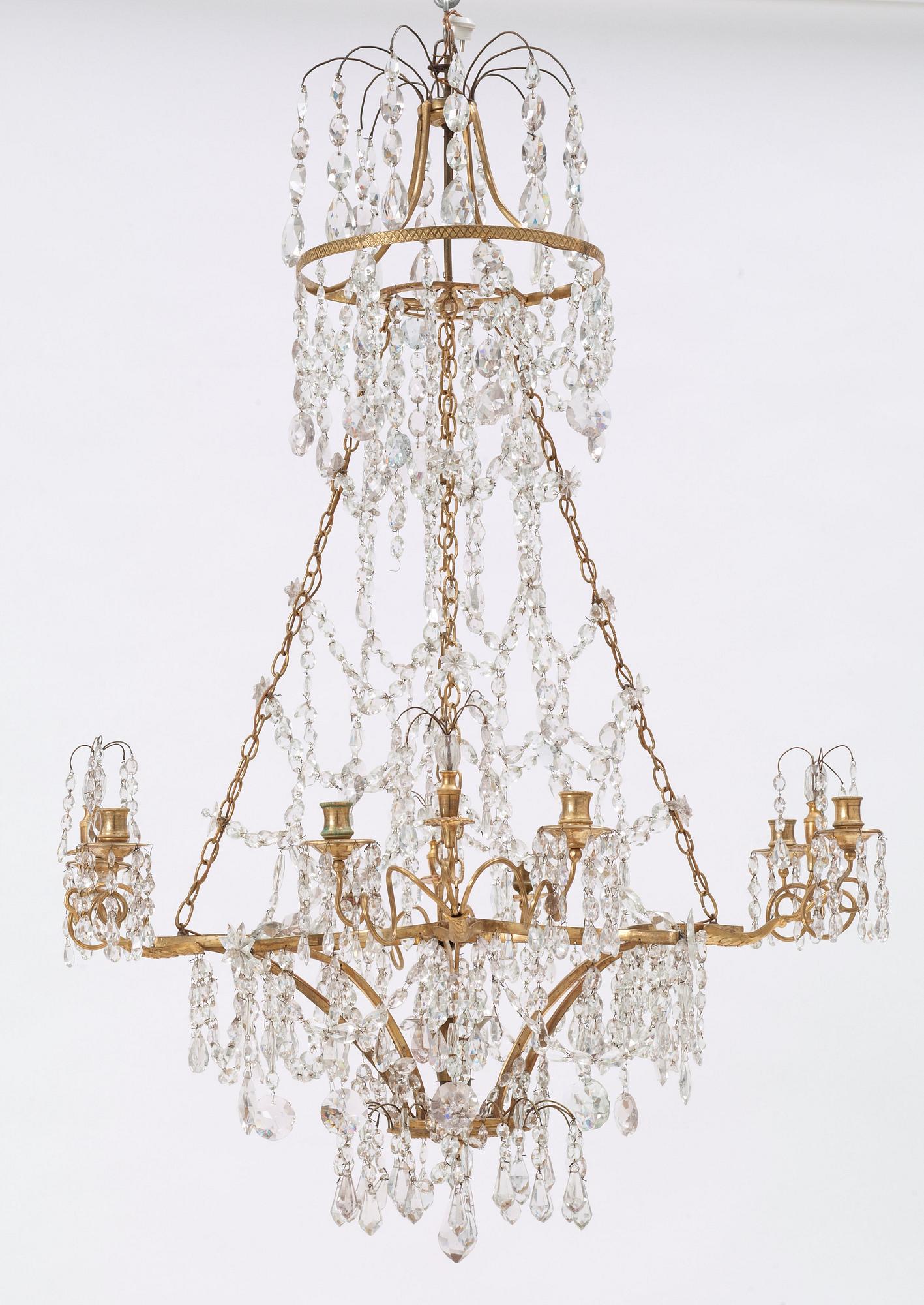 A North European circa 1800 eight-light chandelier.