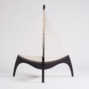 Jørgen Høvelskov, a black lacquered 'Harp' chair, Christensen & Larsen, Copenhagen, Denmark 1970-1980s.