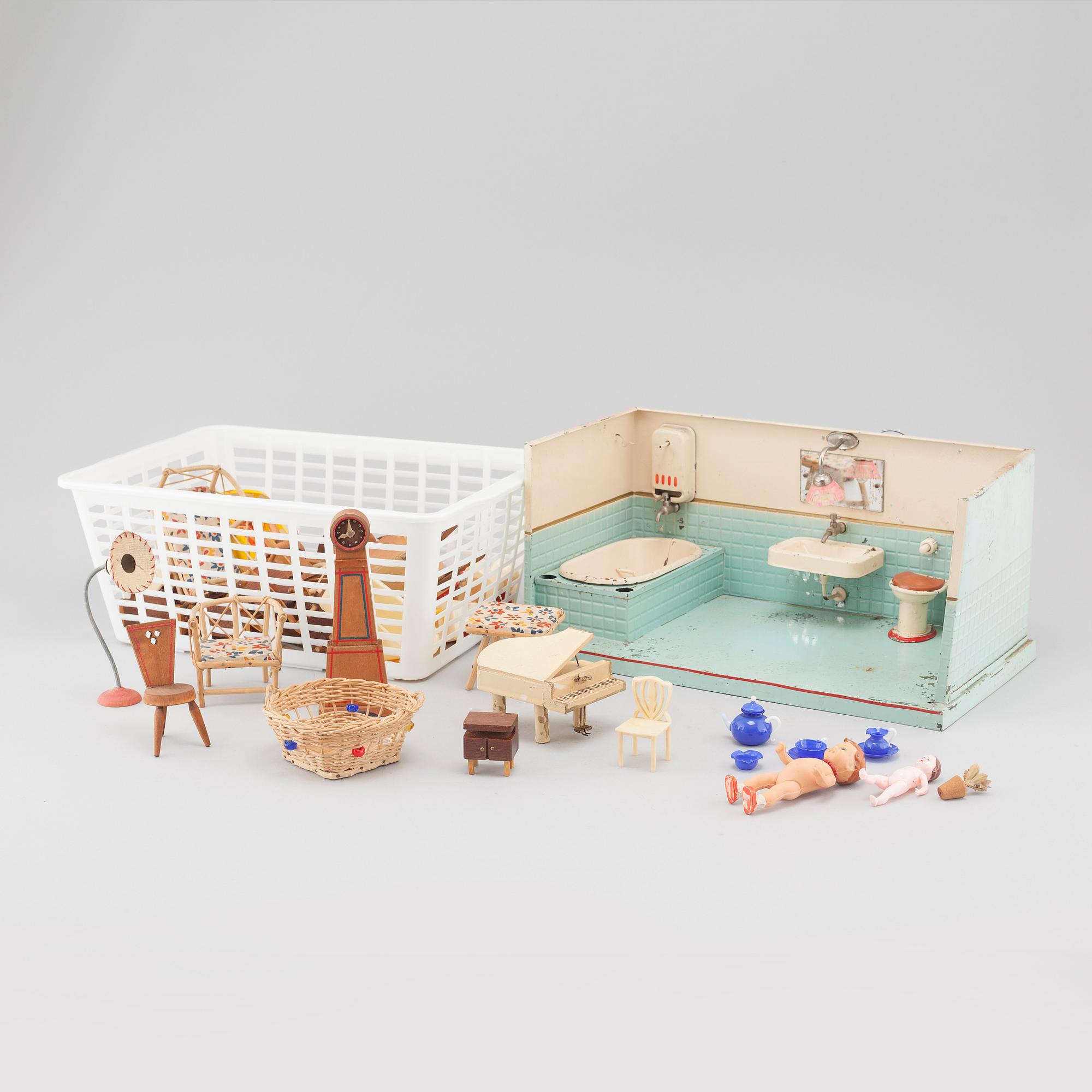 37 pieces of doll furniture, mid/second half of the 20th century.