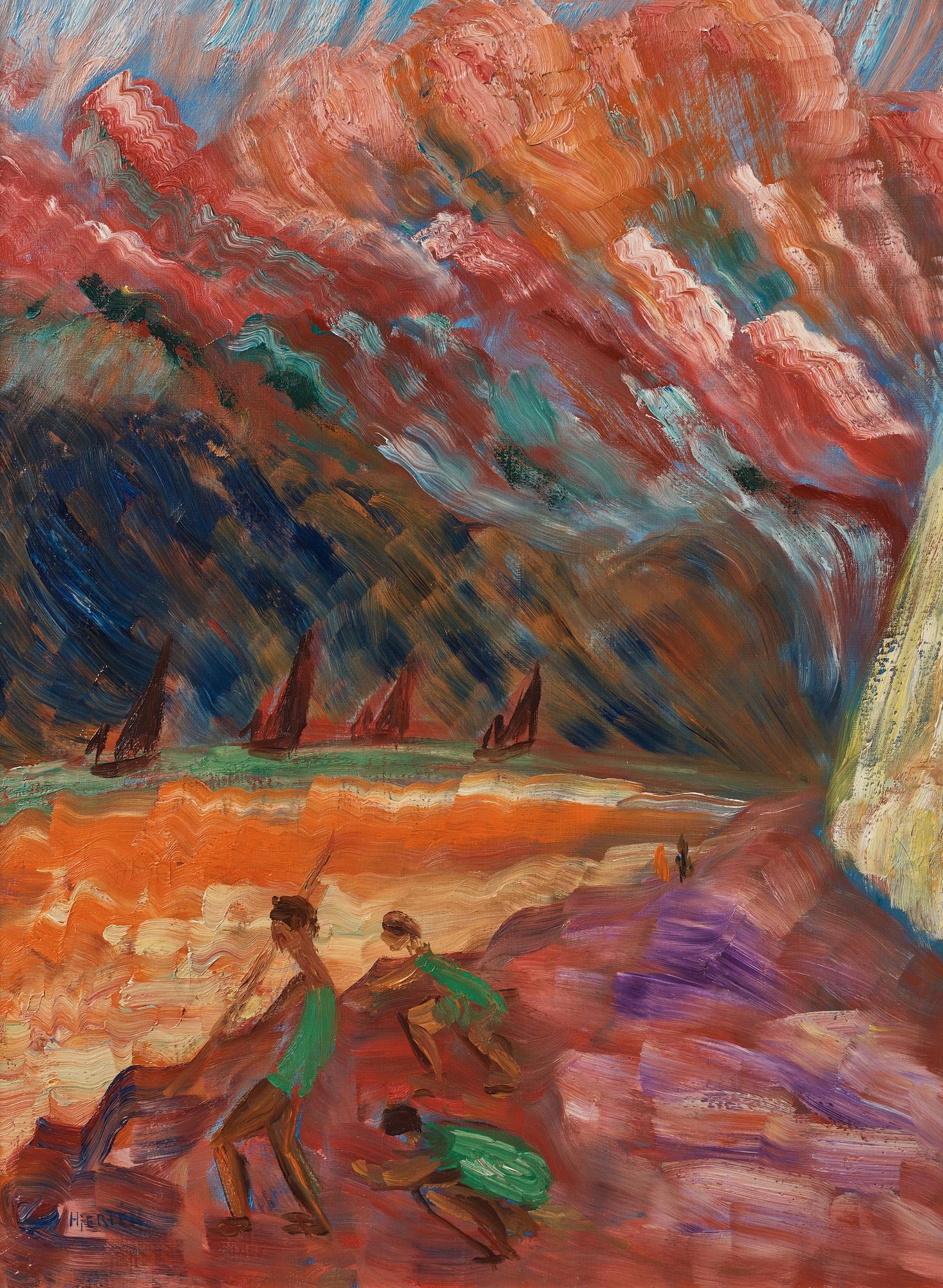 Sigrid Hjertén, "Kalkklippan, St Aubin" (The limestone cliff, St Aubin).