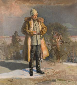 MANNERHEIM WATCHING THE SIEGE OF TAMPERE FROM THE CLIFFS OF VEHMAINEN.