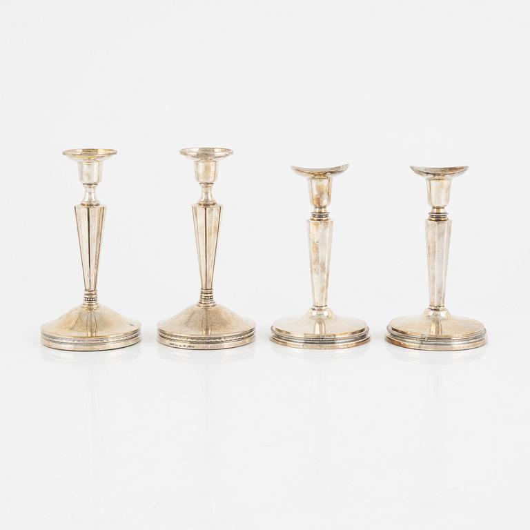 Ljusstakar, 2 par, silver, bl.a. Eric Löfman, Lidköping 1984.