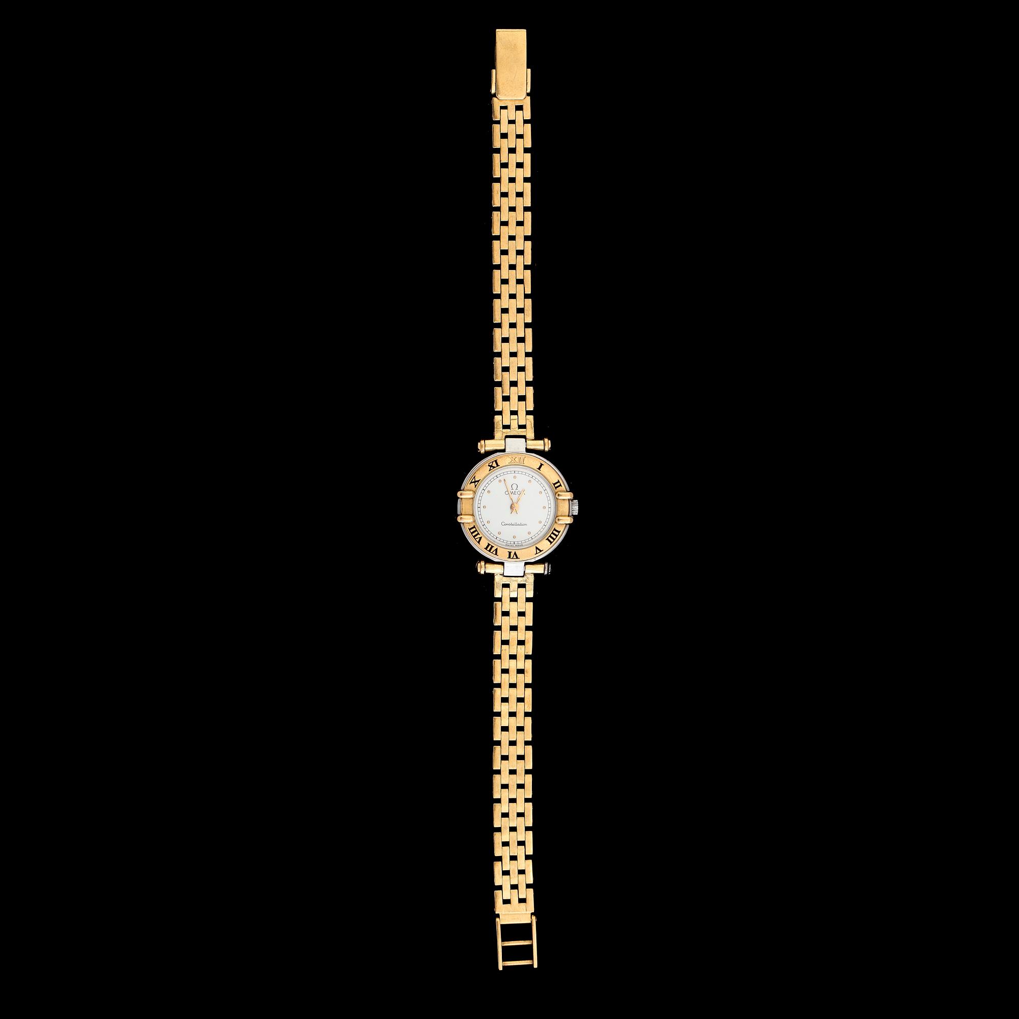 ARMBANDSUR, Omega Constellation, guld på stål, armband 18 k guld. Total vikt ca 31 g.