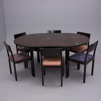 MATBORD samt STOLAR, 6 st, art déco, 1920-tal.