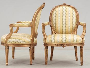 KARMSTOLAR, ett par. Gustavianska, 1700-talets slut.
