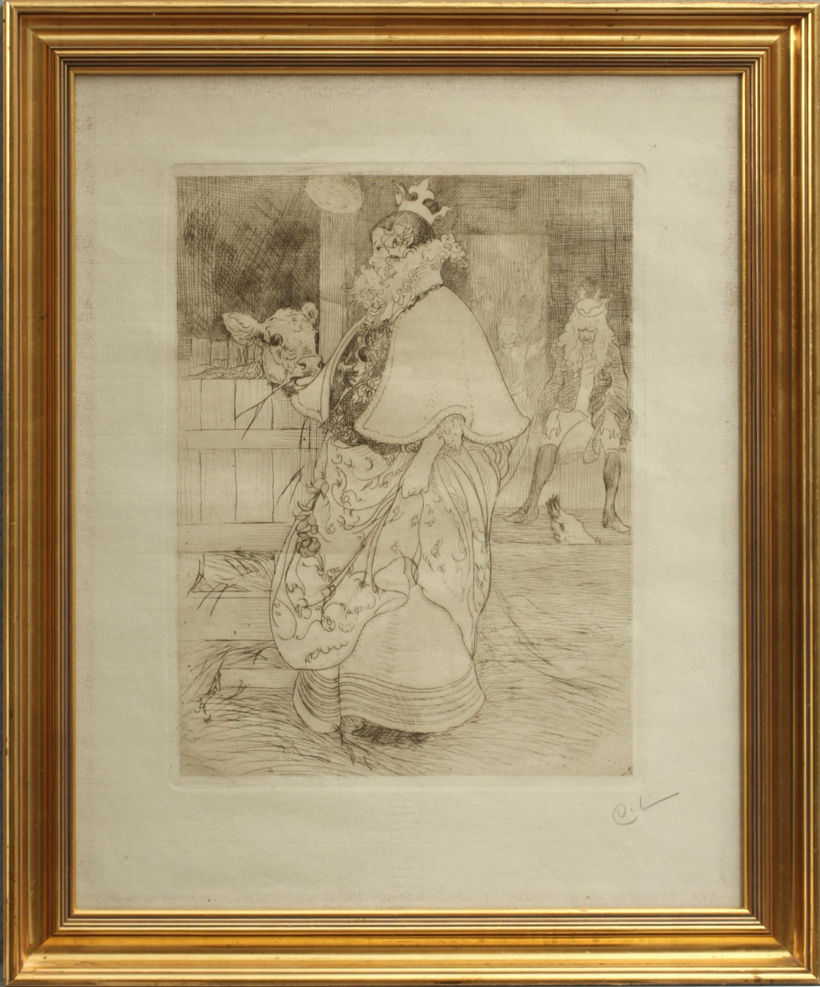 CARL LARSSON, etsning, monogramsign.