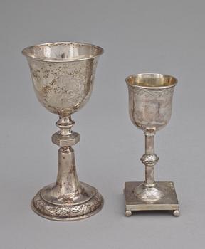 KALKAR, 2 st silver, bl.a. Simon Groth Köpenhamn 1871. Tot vikt ca 257 gram.