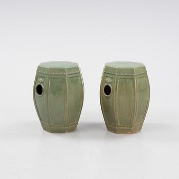 A pair of Chinese ceramic garden stools, 20th century.