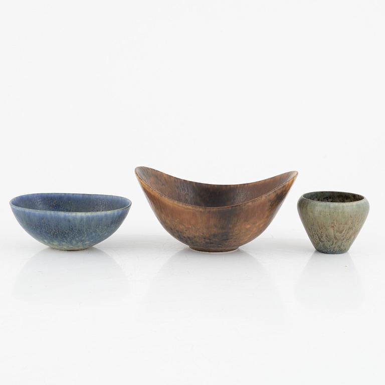 Gunnar Nylund, three stoneware bowls, Rörstrand, Sweden.