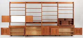 A set of four sections of Josef Frank mahogany bookshelves, model 2112, Svenskt Tenn.