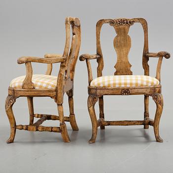 KARMSTOLAR, ett par, rokoko, 1700-talets andra hälft.