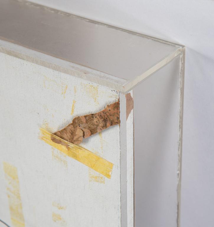 Ingegerd Möller, mixed media and collage in plexi. Signed.