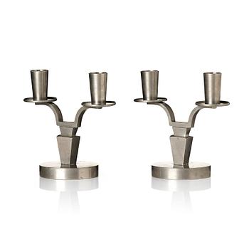 Nils Fougstedt, a pair of pewter candelabra model "1046", Firma Svenskt Tenn, Stockholm 1929.