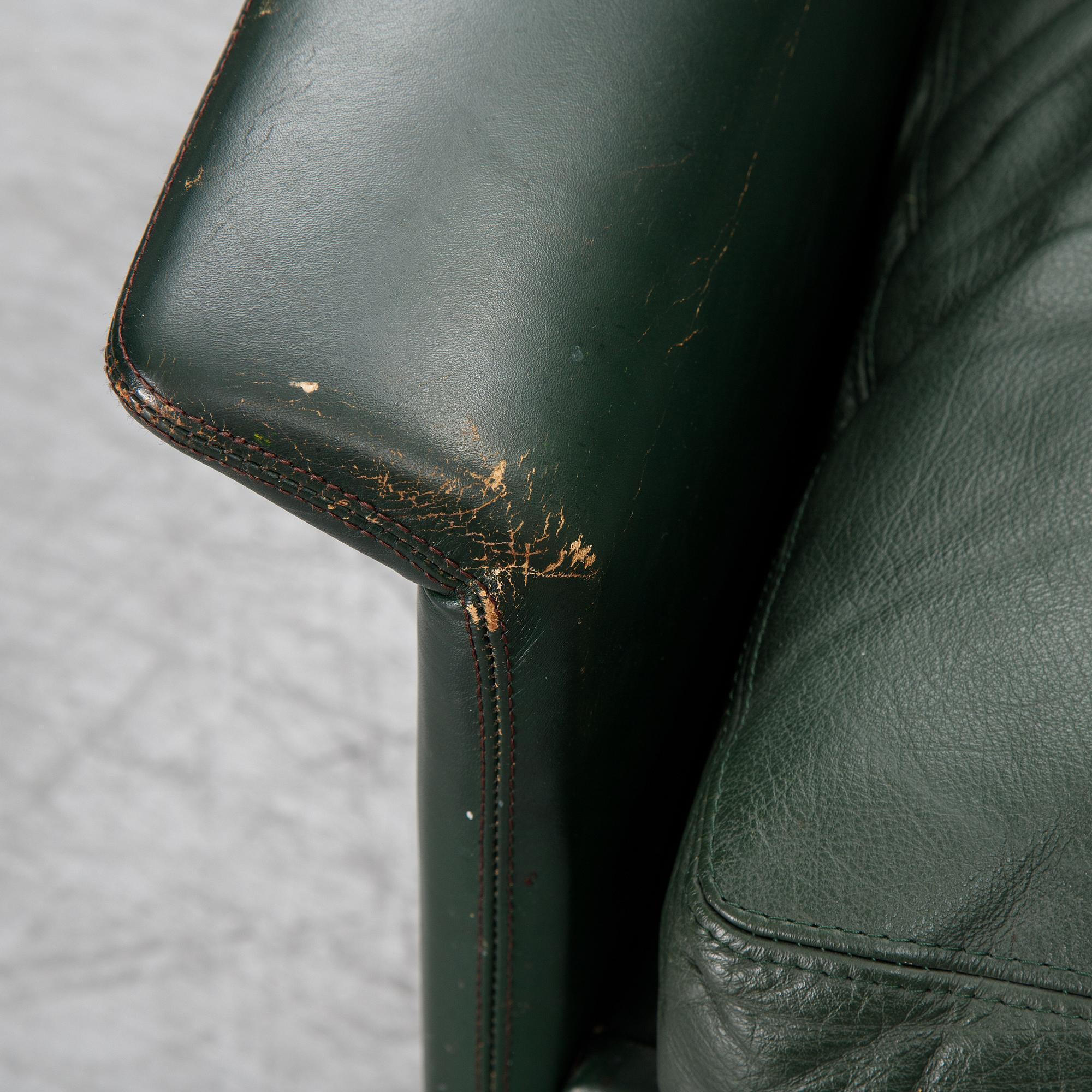 Hans Olsen, a green leather sofa, Denmark, 1960's.