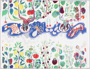 Josef Frank, gardiner, 2 par samt en rullgardin, Firma Svenskt Tenn.