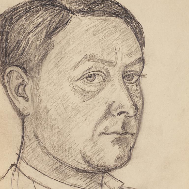 HILDING LINNQVIST, blyertsteckning, signerad HL.