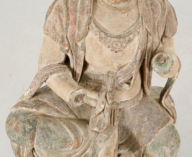 A Chinese 20th century wooden bodhisattva.