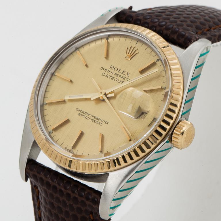 ROLEX, Oyster Perpetual, Datejust (T Swiss T), "Linen Dial", Chronometer, wristwatch, 36 mm.