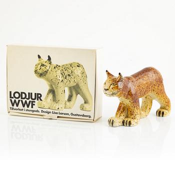 Lisa Larson, a figurine of a lynx, for Nordiska Kompaniet in collaboration with WWF, Gustavsberg.