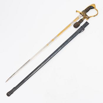 A Swedish infantry officer's sword, with scabbard.