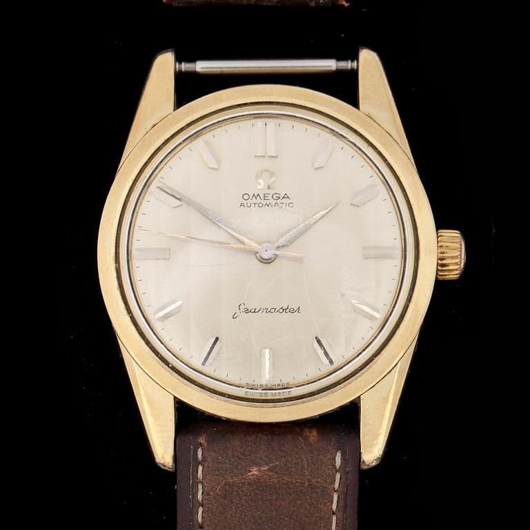 ARMBANDSUR, herr, guld på stål, Omega Seamaster, Automatic, 1960-tal.