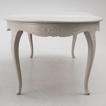 Dining table, 2 armchairs, 6 chairs, Rococo style, 20th century.