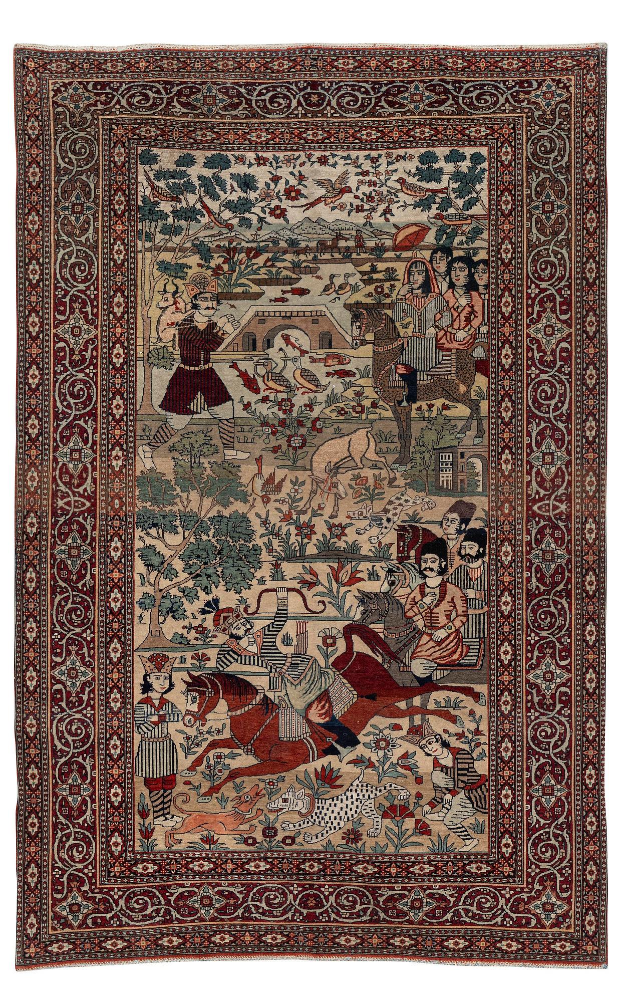 A pictoral Kashan 'Mohtasham' rug, central Persia (Iran), c. 218 x 141 cm.