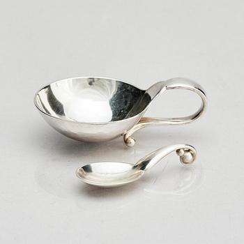 Georg Jensen, salt cellars with spoons, silver, 6 pcs, design no. 110, Copenhagen.
