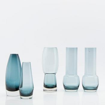 Tamara Aladin, vaser, 5 st, glas, Riihimäen Lasi, Finland, 1960/70-tal.