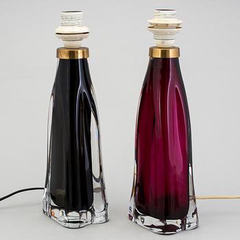 Two glass table lamps by Carl Fagerlund, Orrefors.