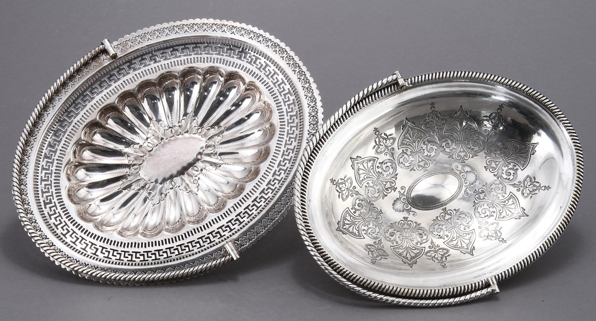 HÄNKELSKÅLAR, 4 st, nysilver, tidigt 1900-tal.