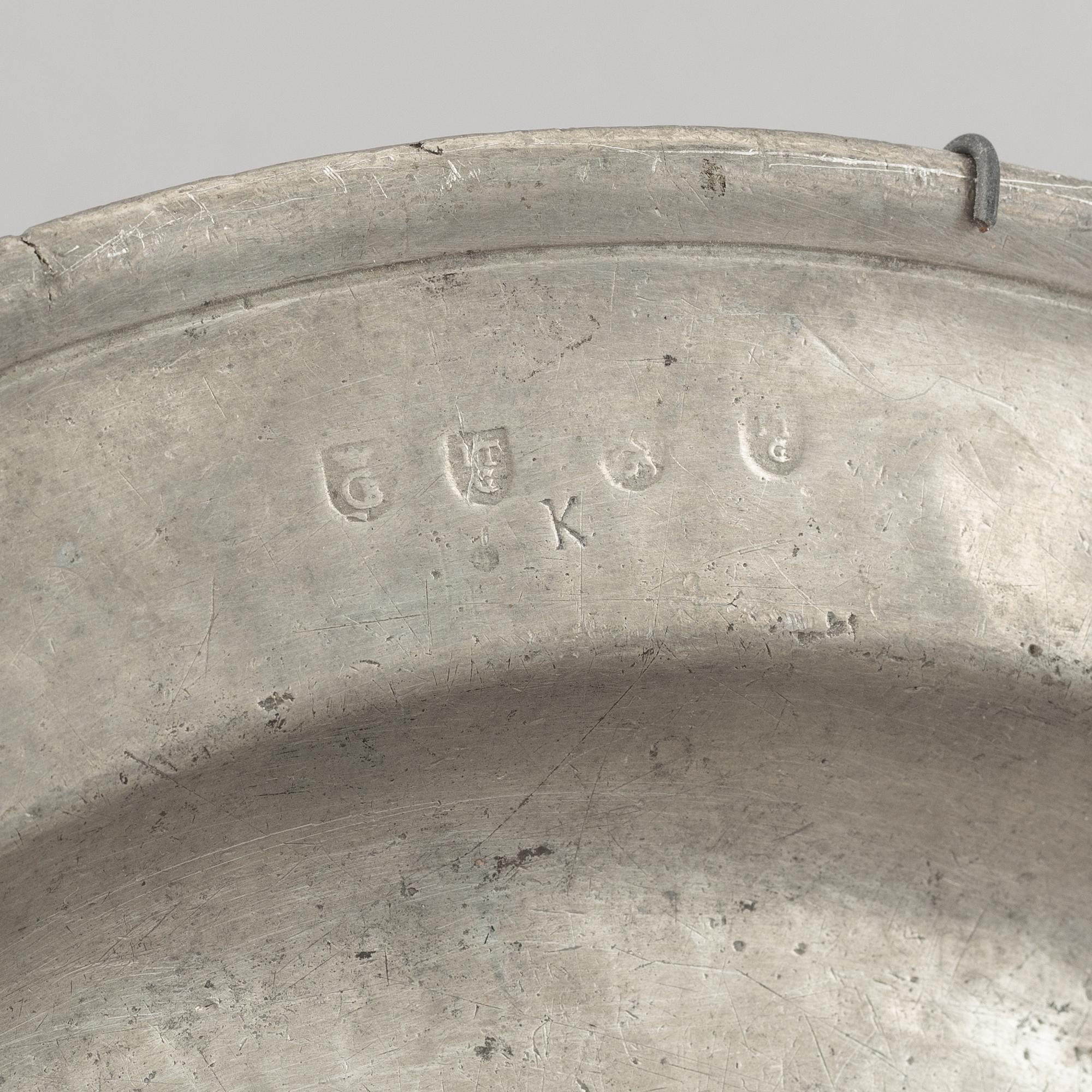 A group of six pewter dishes, different makers mark, most early 19th Century, Swedish/English.