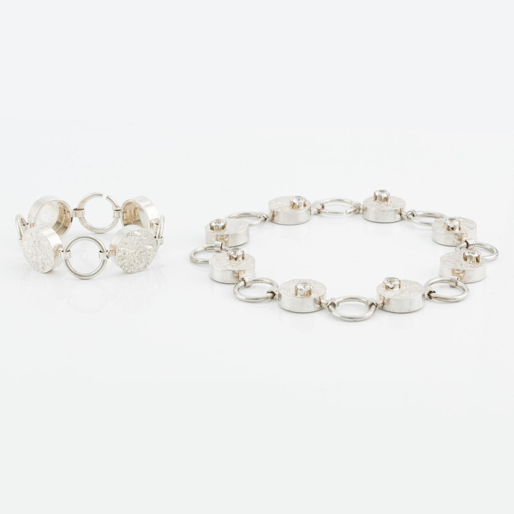 Necklace and bracelet, Ceson, silver, Gothenburg 1969 and 1970.
