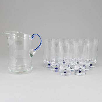 9 pieces of 'Intermezzo' glass, Orrefors, late 20th century + 1 pitcher by Erik Höglund Boda.