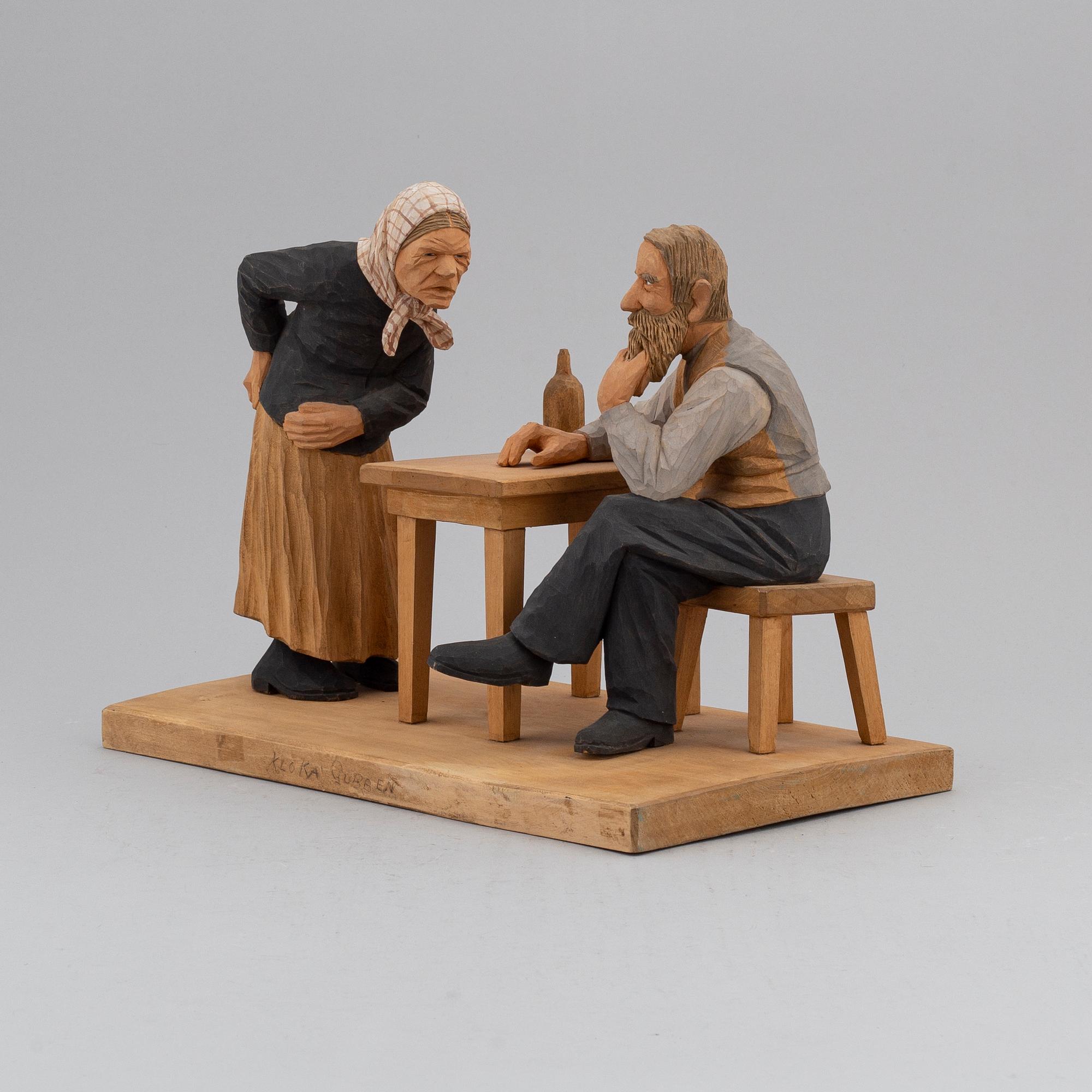 HERMAN ROSELL, sculpture, painted wood, signed and dated 1952.