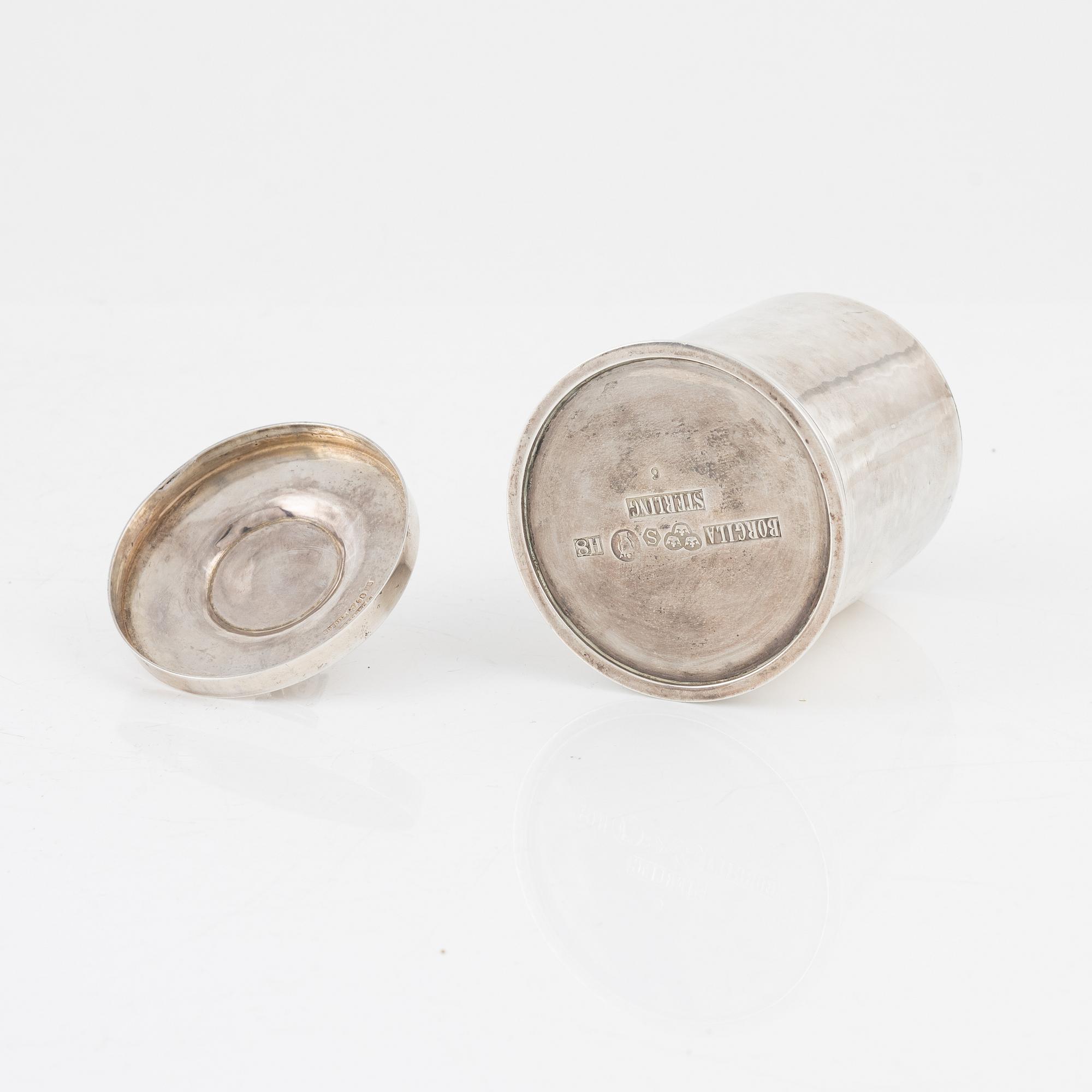 A Swedish sterling silver jar with lid, mark of Atelier Borgila, Stockholm 1934.
