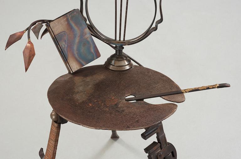 A Mark Brazier Jones 'Lyre' metal chair, England 1990.