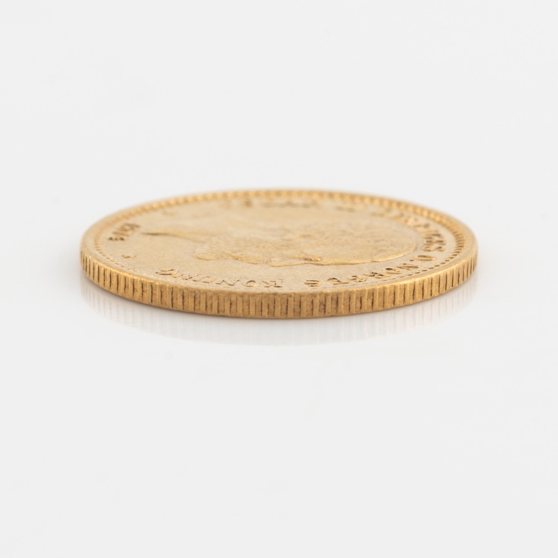 Oscar II, guldmynt, 10 kronor, 1874.