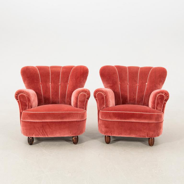 Armchairs 1 pair, 1940s Swedish Modern.
