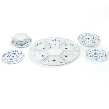 Royal Copenhagen, 14 'Blue Fluted Half Lace' tableware parts, Denmark, 20th century.