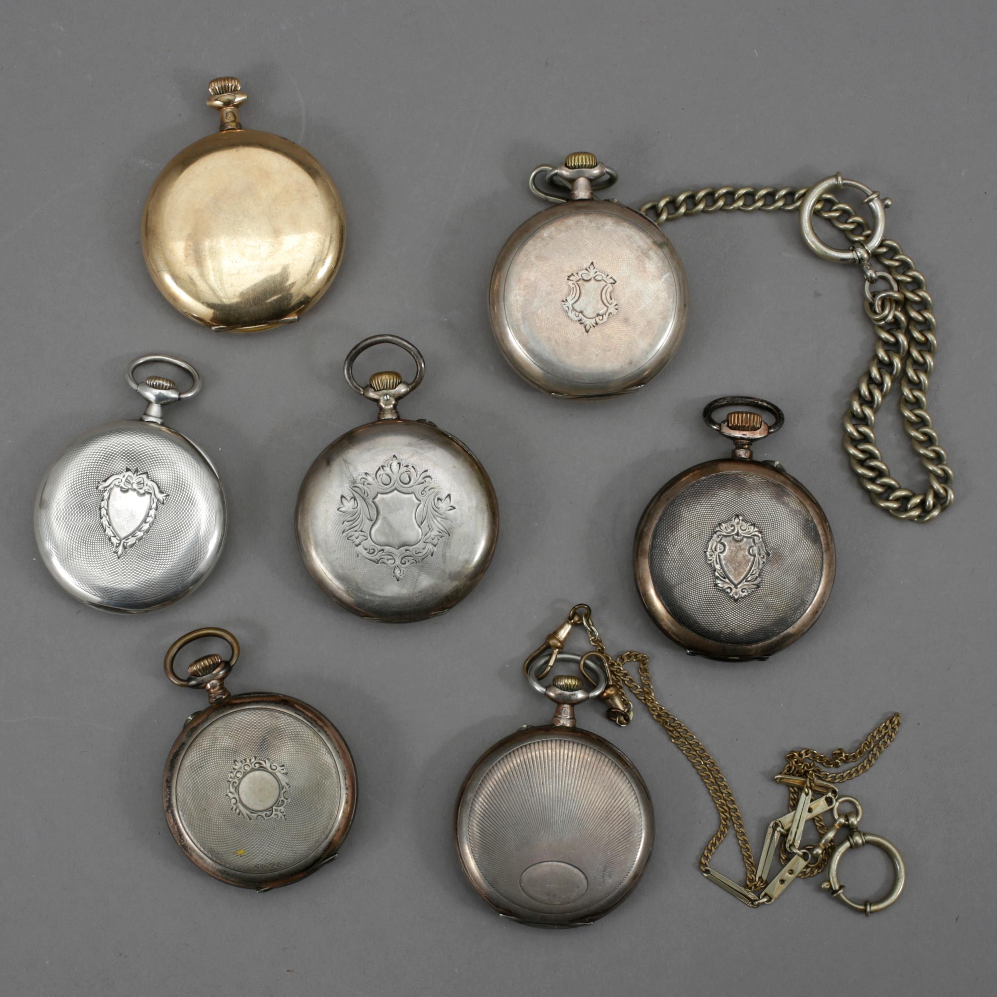 FICKUR, 7 st, en av doublé, 6 silver, 1900-talets första hälft.