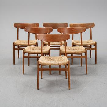 Hans J Wegner, stolar, 6 stycken (4+2), "Spisestolen", CH-23, Carl Hansen & Son, Odense Danmark, formgiven 1951.