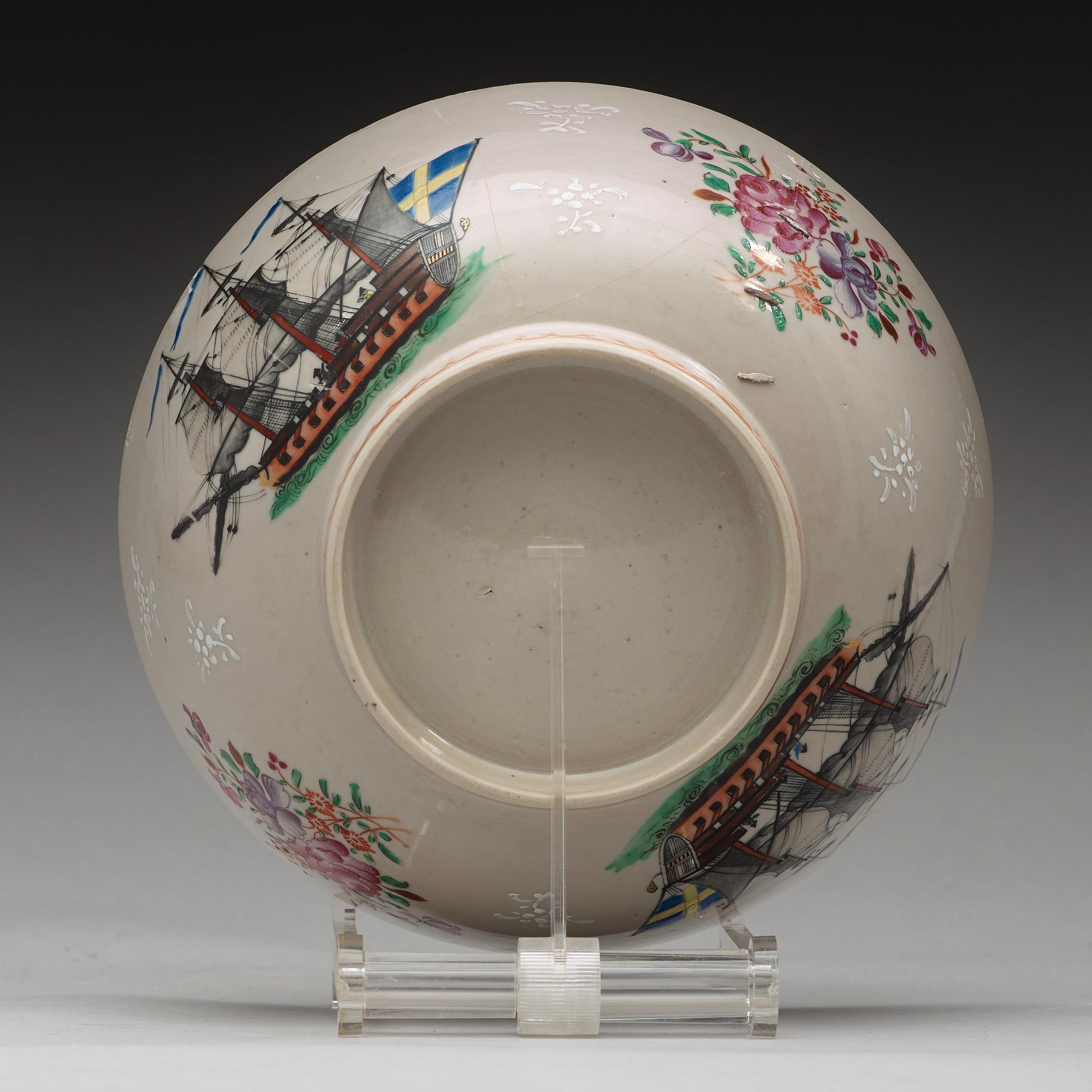 A famille rose 'European Subject' punch bowl, Qing dynasty, Qianlong (1736-95).