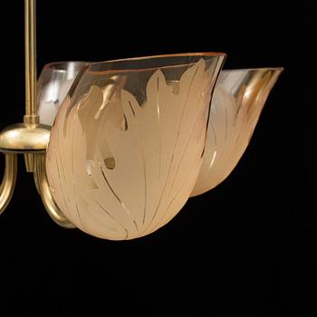 TAKLAMPA, Bodén för Glössner & Co, signerad, 1940-/50-tal.