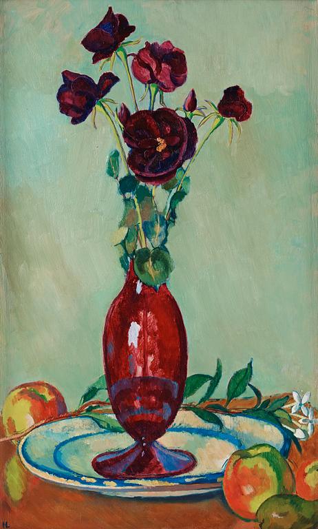 Hilding Linnqvist, "Rosor i venetiansk vas" (Roses in a Venetian vase).