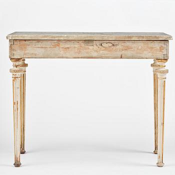 A late Gustavian carved giltwood and marble console table, attributed to P- Ljung (royal ornament carver 1788-1819).