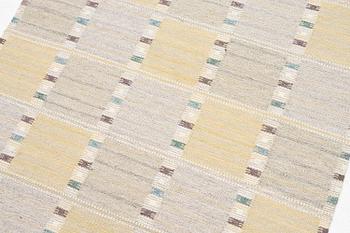Barbro Nilsson, a carpet, 'Falurutan gul S', flat weave, c. 200 x 150 cm, signed AB MMF BN.