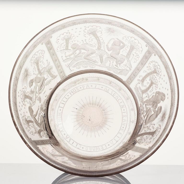 Edward Hald, an engraved glass bowl, Orrefors, 1920, model 147, provenance Edward Hald.