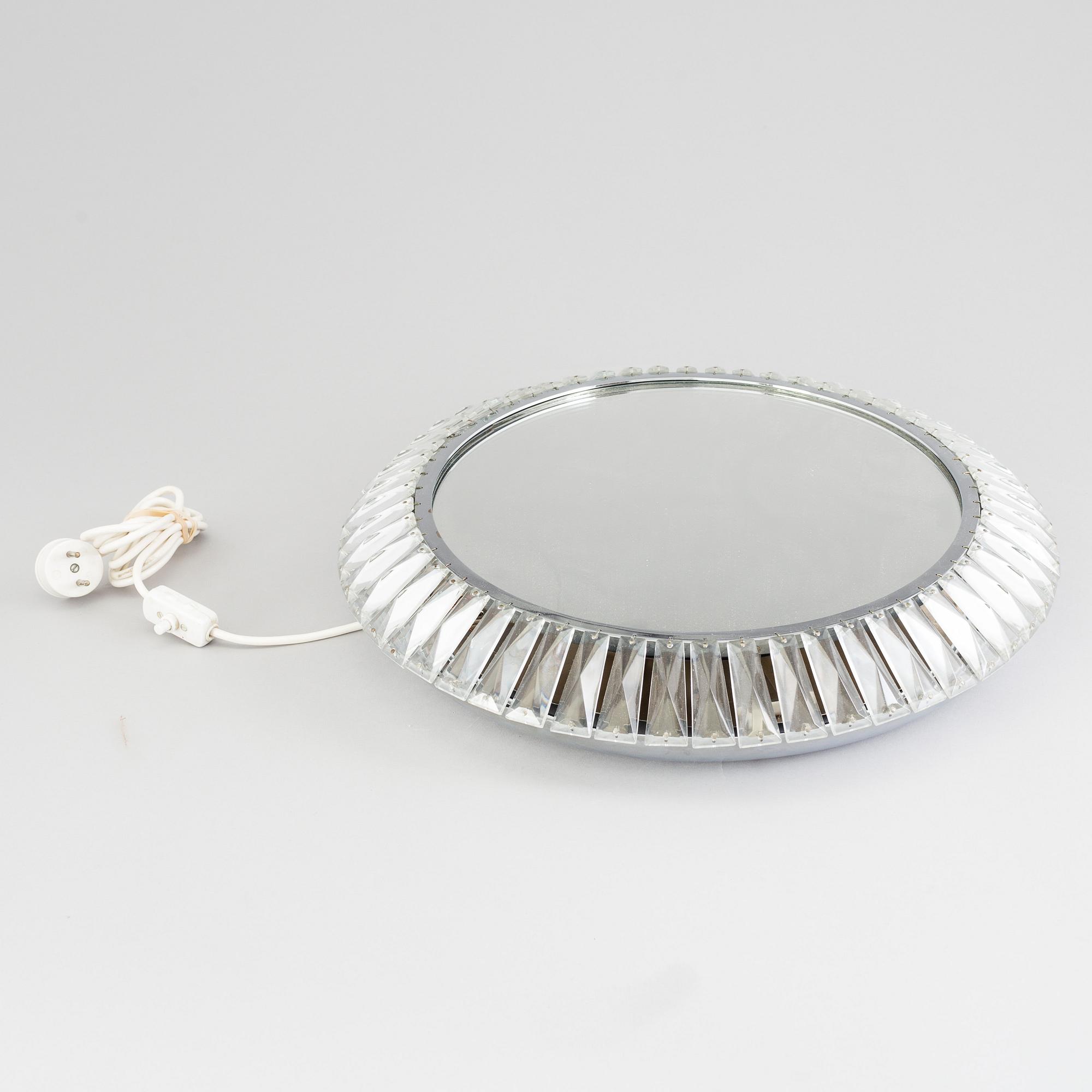 TAKLAMPA med spegel, 1900-talets andra hälft. Höjd ca 10 cm.